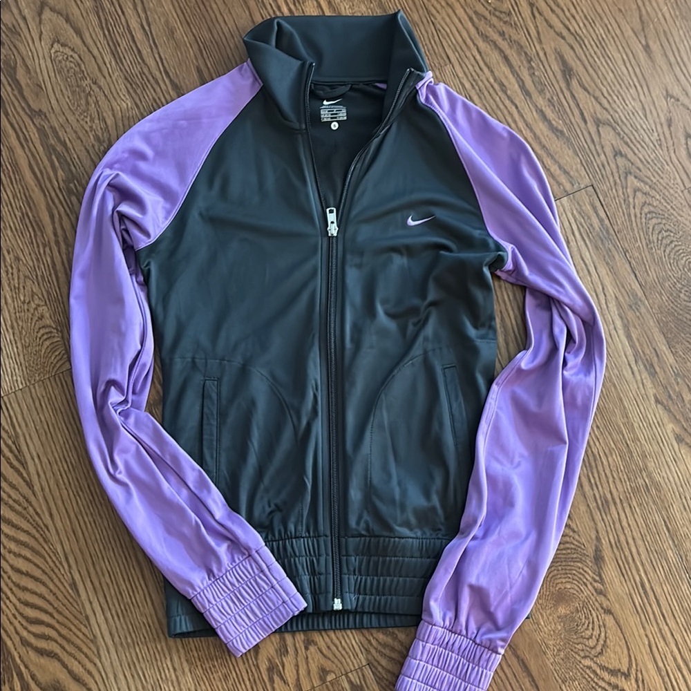 Nike Black and Purple Bomber Jacket